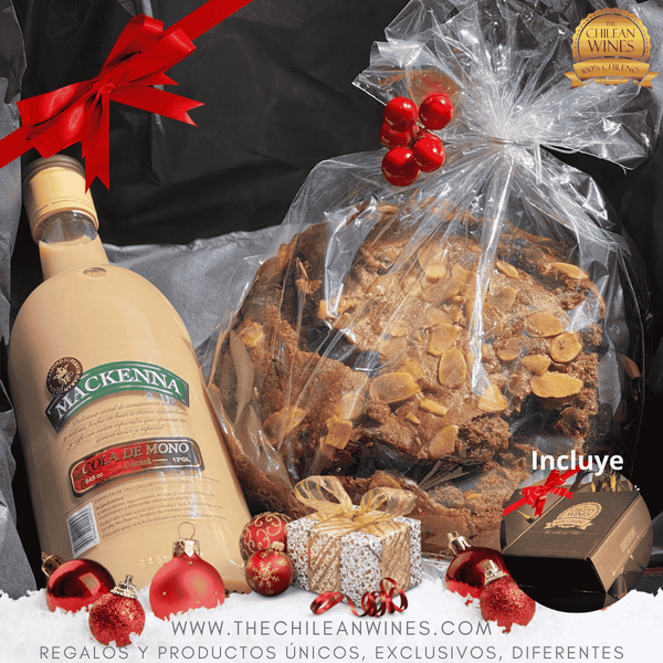 REGALO PACK EN CAJA ESTUCHE CON PAN DE PASCUA Y COLA DE MONO GOURMET EXCLUSVIVO Y SELECCIÓN CHILEANWINES. CHILEAN WINES CHILEANDWINES VINOS DE CHILE REGALO EXCLUSIVOS, OFERTAS DE REGALOS PARA NAVIDAD. REGALOS ESPECIALES PARA REGALAR. REGALOS DE PARA FIN DE AÑO