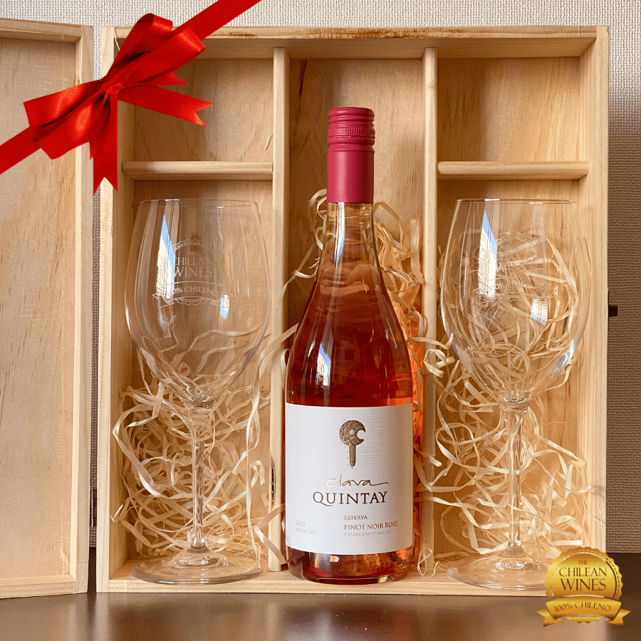 Caja Baúl + 2 Copas Premium de Cristal Reforzado + Rosé Clava Quintay –  Chileanwines - Regalos, Suscripciones y Vinos Boutique de Selección, image size:900x900