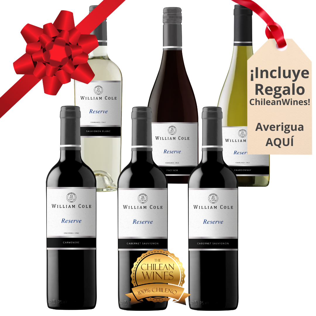 Caja 6 Mix Reserva o Reserve William Cole - ChileanWines - Chilean Wines –  Chileanwines - Regalos, Suscripciones y Vinos Boutique de Selección, image size:1080x1080